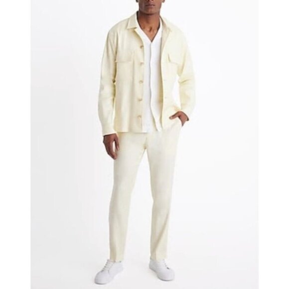 Express Tops - EXPRESS EXTRA SLIM YELLOW LINEN-BLEND SHIRT JACKET MEDIUM RETAIL $149 NEW